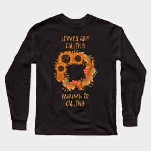 Falling Leaves on Hunter Green Long Sleeve T-Shirt